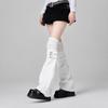 Leder-Schnallen-Beinwärmer Halten Warm Harajuku Socken Süße Kniehohe Socken Damen Mädchen