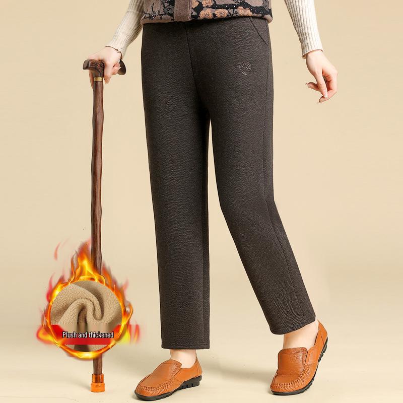 Velvet Straight-Leg Pants for Women - Winter and Spring Fashion for Elderly & Middle-Aged