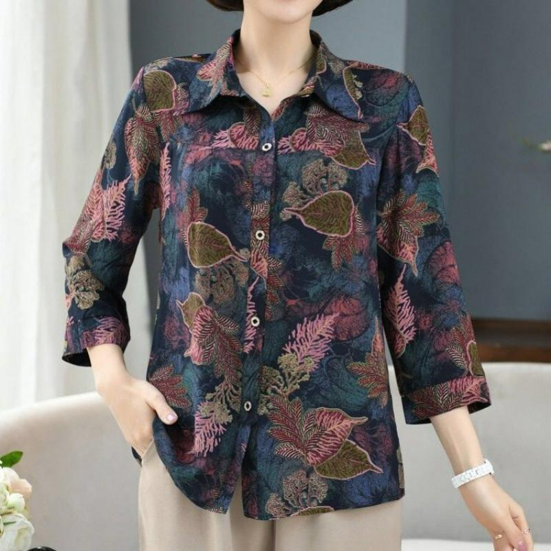 Autumn Shirt Clothes Mother 9-point Sleeve Thin Jacket Fashion Shirt Women