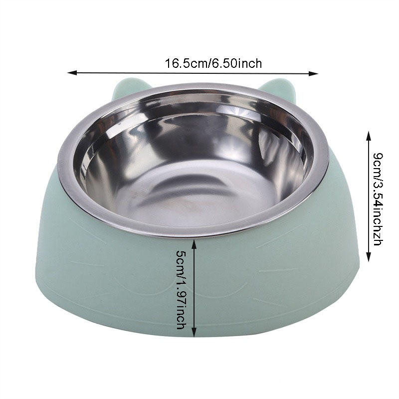Oblique Mouth Cat Bowls for Food and Water Cute Small Pet Non-Slip Stainless Steel Feeder Bowl To Protect Cervical