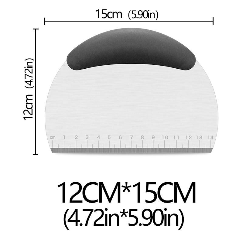 Stainless Steel Pastry Cutter Half Round Scraper Dough Bread Chopper Scale Pizza Cutter Comfortable Handle Kitchen Baking Tools