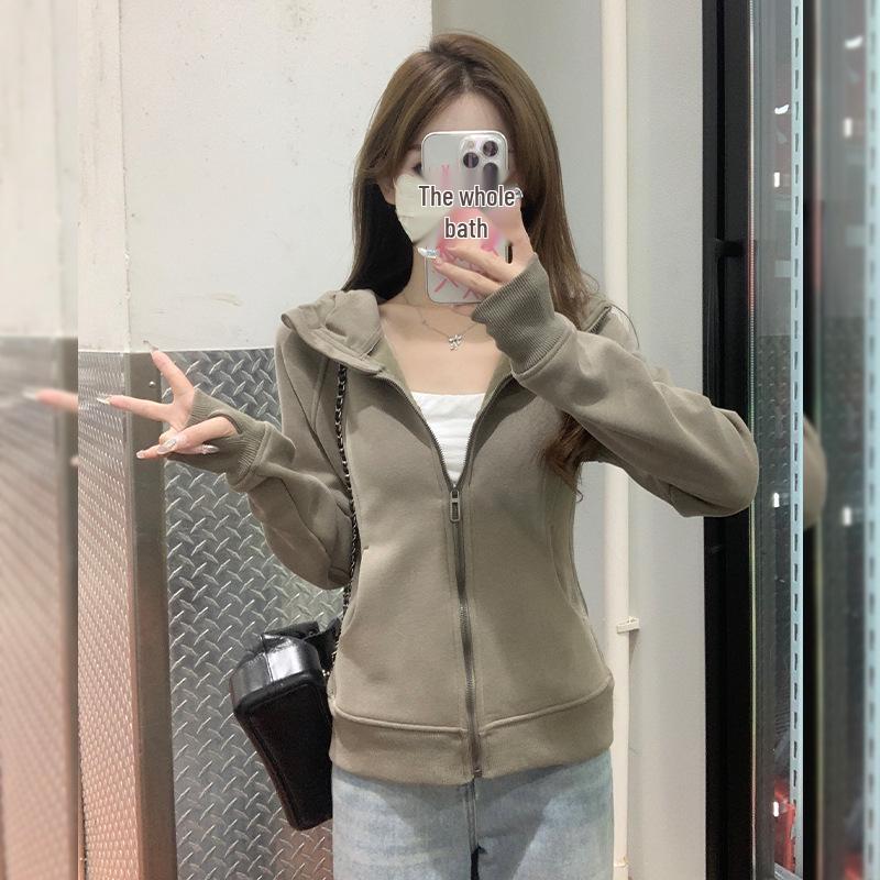 Navy Blue Women's Slim Fit Yoga Sweatshirt - Small, Casual Zipper Cardigan for Spring & Autumn 2025