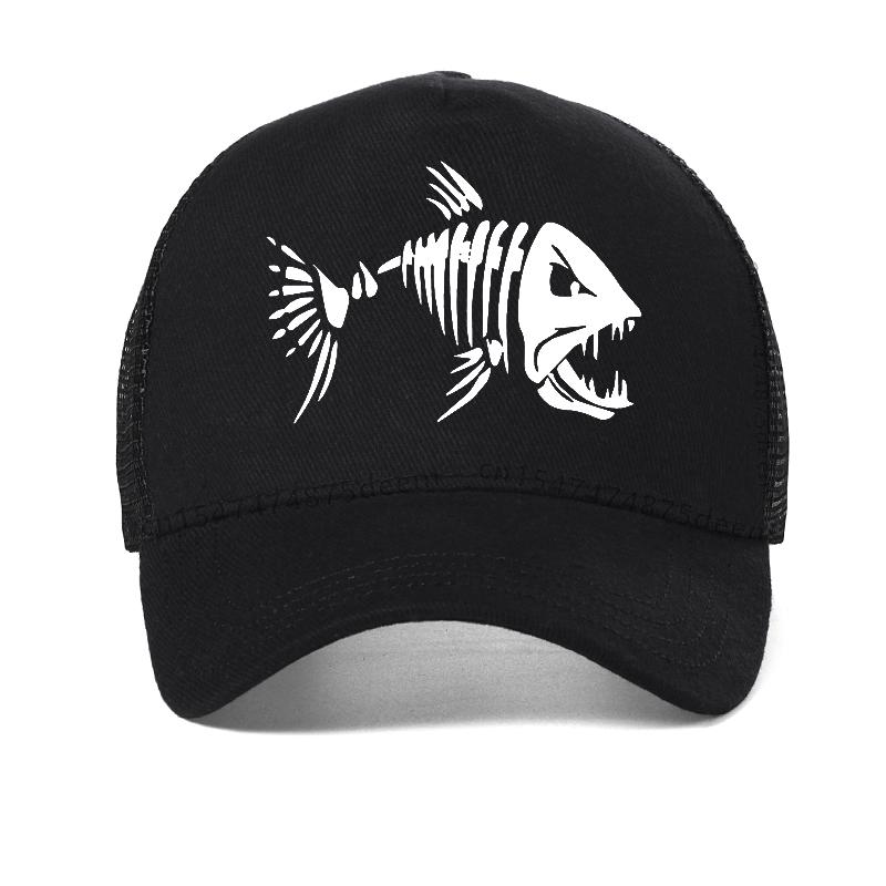 Fishbone Trucker hats Unisex Fishing Skeleton Fish Bone Cap HipHop Baseball Caps cool Summer Fisher Unisex Mesh hat gorra