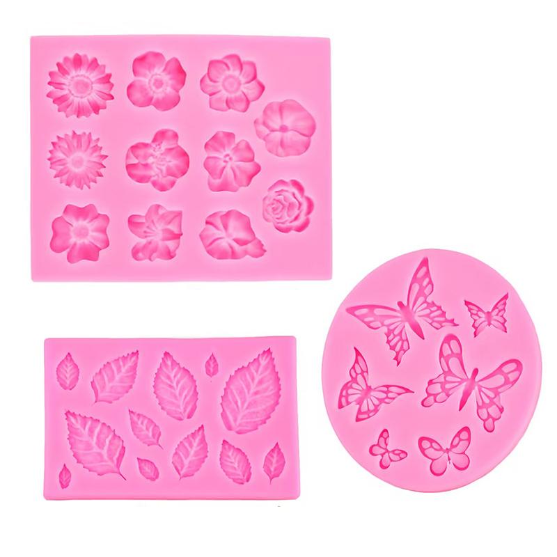 Flower Leaf Butterfly Silicone Mold for Fondant Chocolate Cake Decorations - DIY Baking Tools Polymer Clay Candy Molds