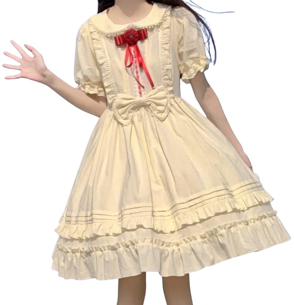 

Лолита с коротким рукавом One Piece Косплей Simple Country [Lady Lazy] (Кремовый цвет) кремовый