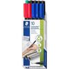 Staedtler Feutre pour transparent Lumocolor® permanent pen 318 318 B10 bleu, vert, rouge, noir