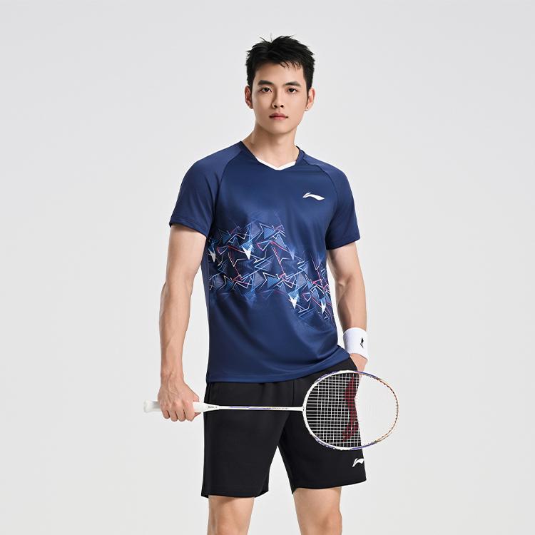 Li Ning Badminton Collection Badminton Jersey Set Unisex Dark Ship Blue AATV009-3
