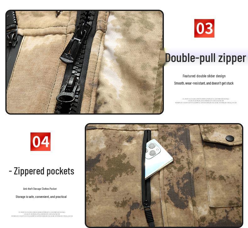 Men's Winter Camouflage Cotton Jacket with Velvet Lining for Cold Protection and Workwear