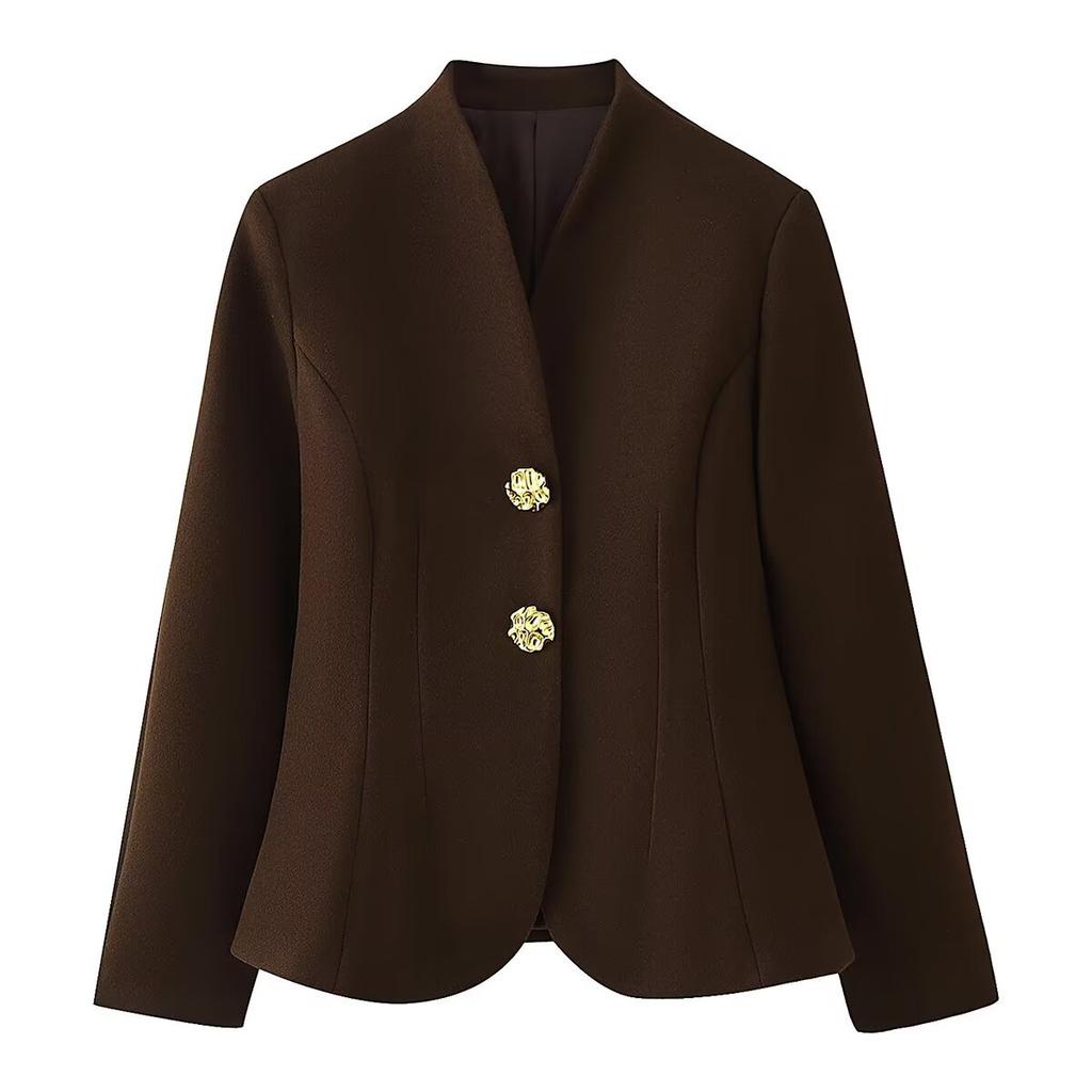European and American style, new women's clothing, fashionable, woolen cocoon-shaped waist metal buckle decorative coat
