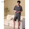Xuan Liang Men's Sleepwear Summer Thin Cotton Short Sleeved Shorts Large Size Can Be Worn Outward Cool All Cotton Home Furnishing Set