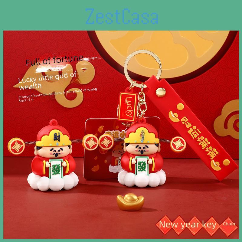 Cute Lucky Fortune God Keychain Cartoon Pvc Zinc Alloy Bag Pendant Gift Idea