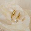 Huitan Dainty Gold Color Drop Earrings Female Graceful Bright Drop-shaped Zirconia Pendant Accessories for Engagement PartyGood Product
