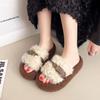 Thick-soled heightening Mao Mao slippers women's 2025 new autumn and winter classic Internet celebrity stunning French Mao Mao shoes one-word cotton