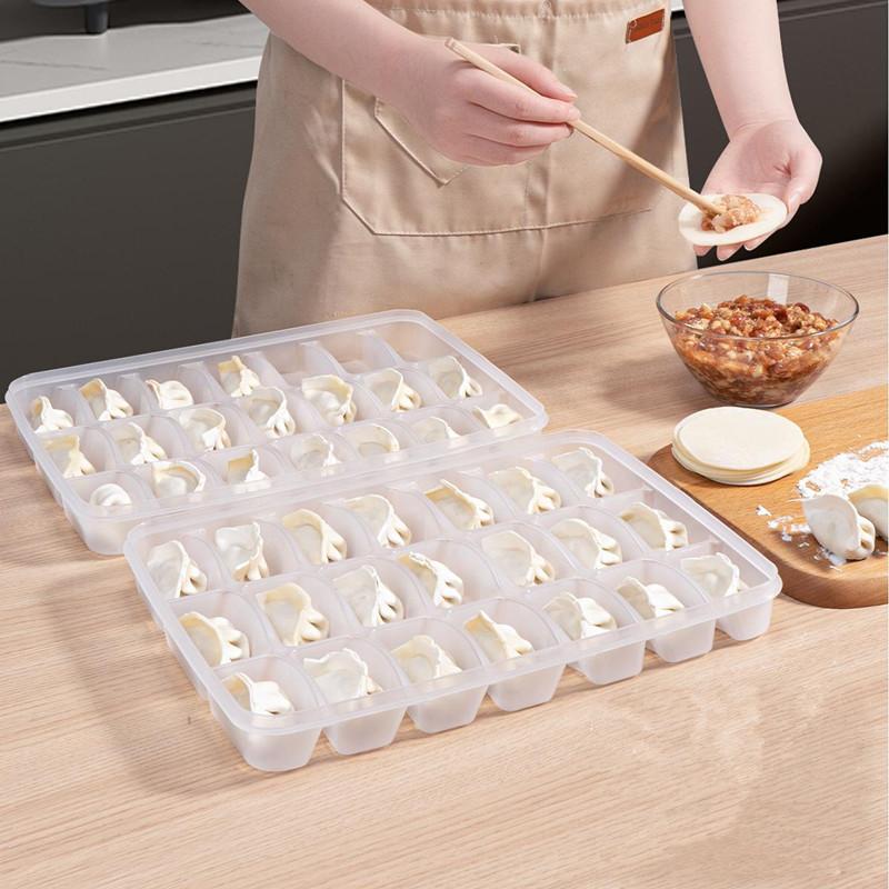 15/21 Grid Kitchen Storage Box Refrigerator Organizer Transparent Reusable Food Containers Tray For Dumpling Wonton