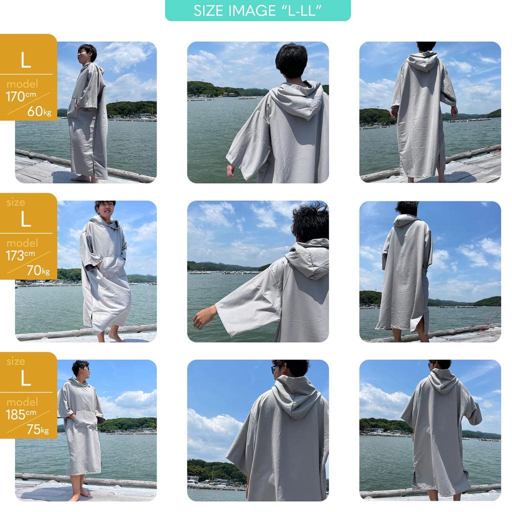 Mag Cruise Men's Quick-Drying Microfiber Poncho for Saunas, Gray, Plus Size, Thin and Compact Bathrobe, Designed for Saunas (S-M, Deep Gray)