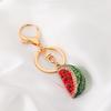 Keychain Pendant Sparkling Rhinestones Watermelon Design Key Chain with Lobster Clasp Backpacks Beach Bags Car Hanger