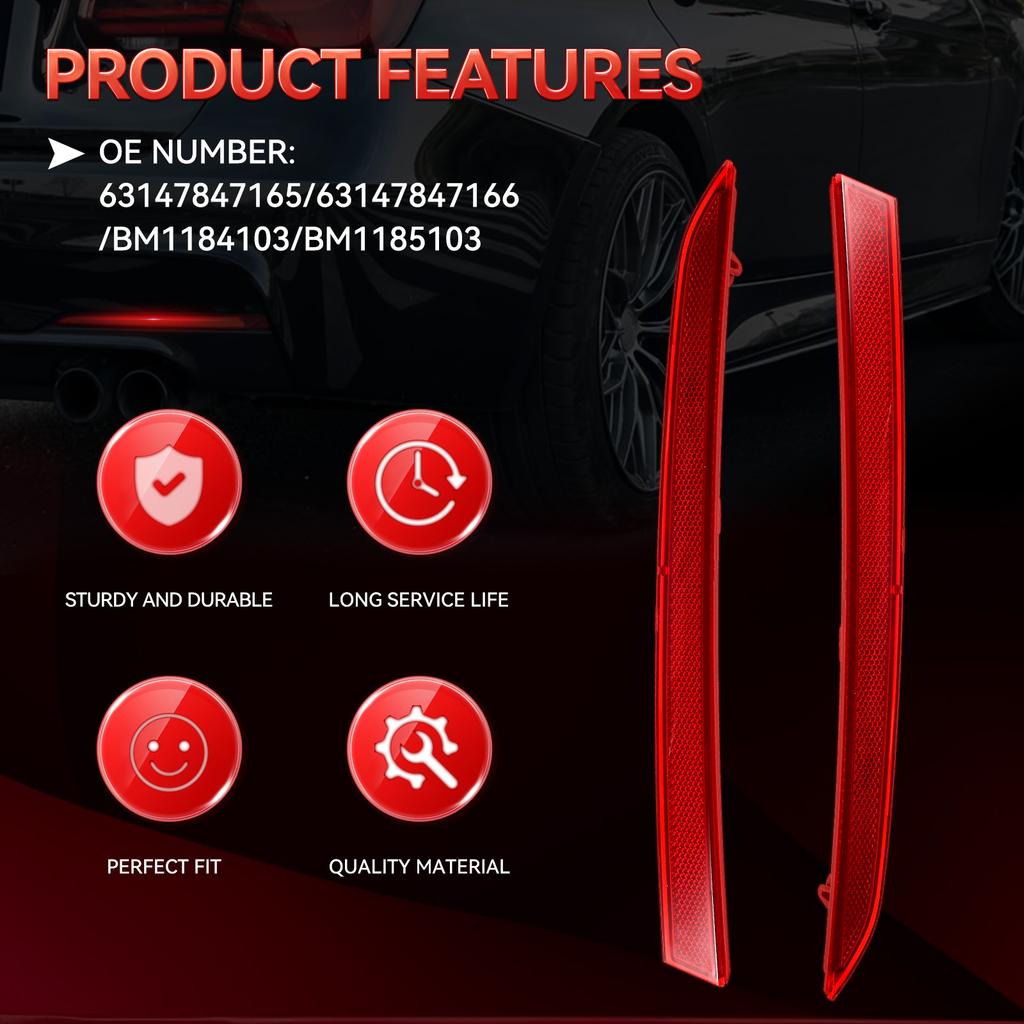 2pcs Left And Right Rear Bumper Reflectors For BMW 3-Ser F30 F31 M Sport 328i 2012-2017 Car Accessories 63147847166 63147847165