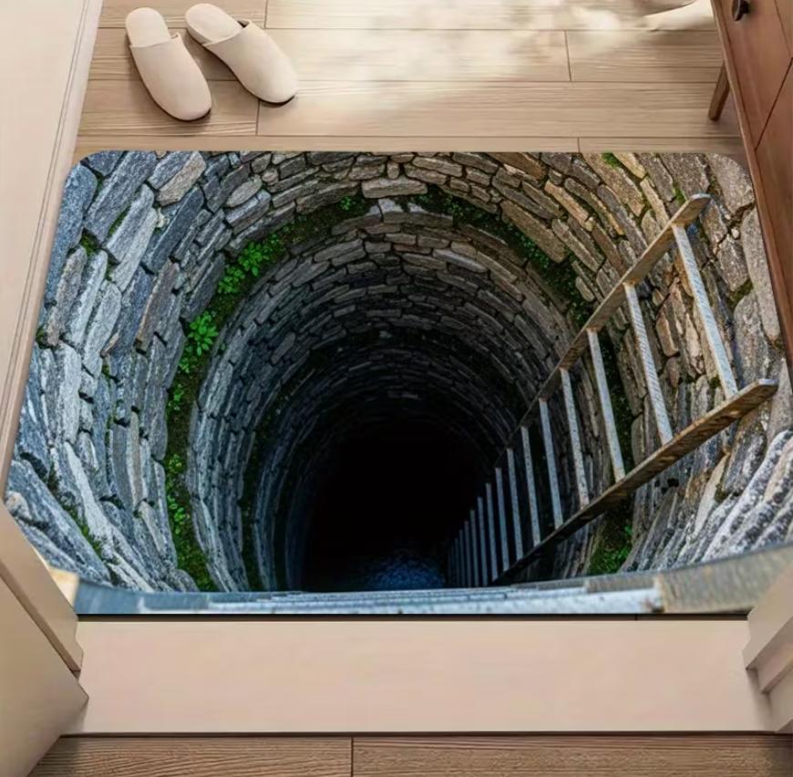 2D Tunnel Treppenbereich Teppich Rutschfest Waschbarer Boden Teppich für Wohnzimmer Schlafzimmer Badezimmer Heimdekoration