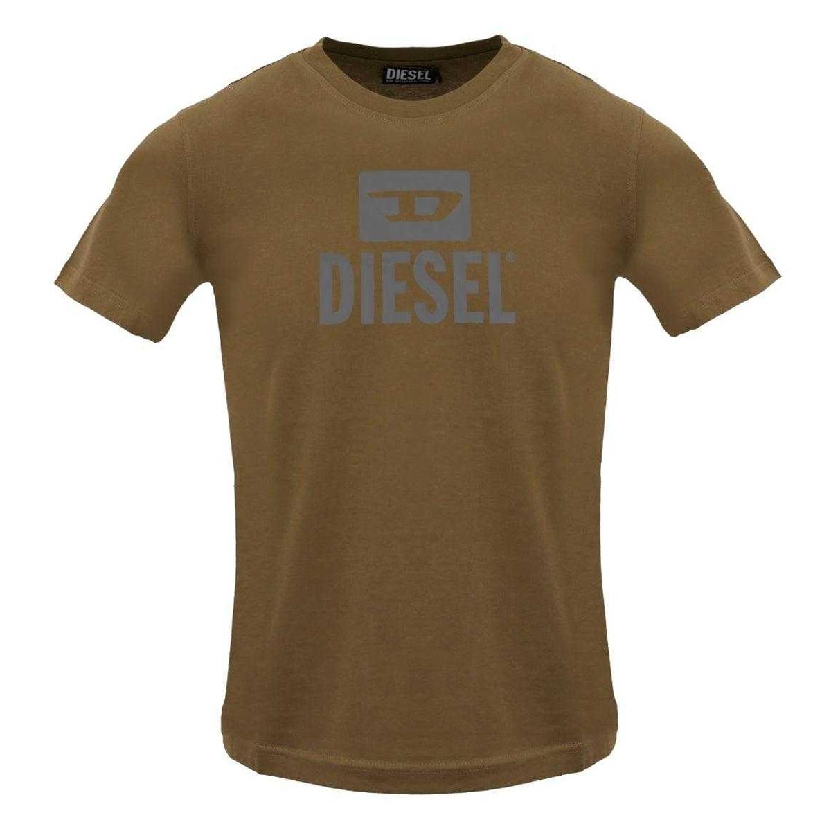 Diesel Herren Monochromes Logo T-Shirt L braun
