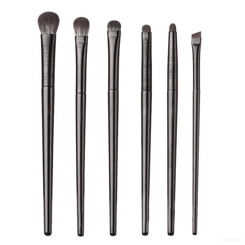 6pcs Black Eye Makeup Brushes Set Professional Contouring Eyeshadow Eyeliner Brush Portable Blending Facial Beauty Cosmetic Tool