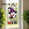 PVC Window Scenery Halloween Witch Hat Ghost Clings, Spiders Bat Pumpkin Spooky Festive Party Glass Supplies Stickers for Home Holiday Store