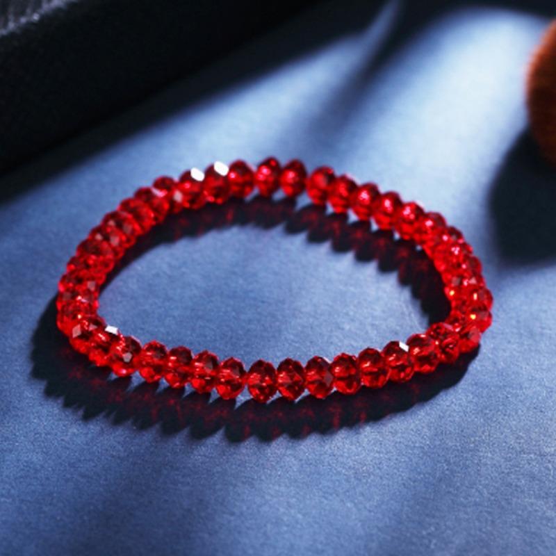 Square imitation crystal chain bead bracelet Bohemian style glass crystal bracelet Simple and sweet bracelet jewelry