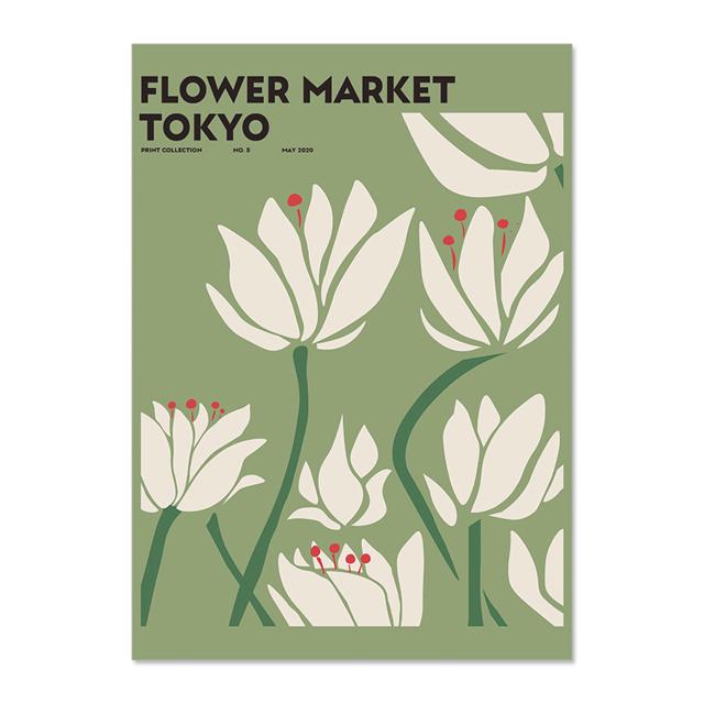 Abstract Flower Market Vintage Watercolor Wall Art Canvas Painting Nordic Posters And Prints Wall Pictures For Living Room Decor No Frame