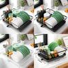 Modern Minimalist Water Drainage Dish Rack With Divided Storage For Kitchen Countertop Use