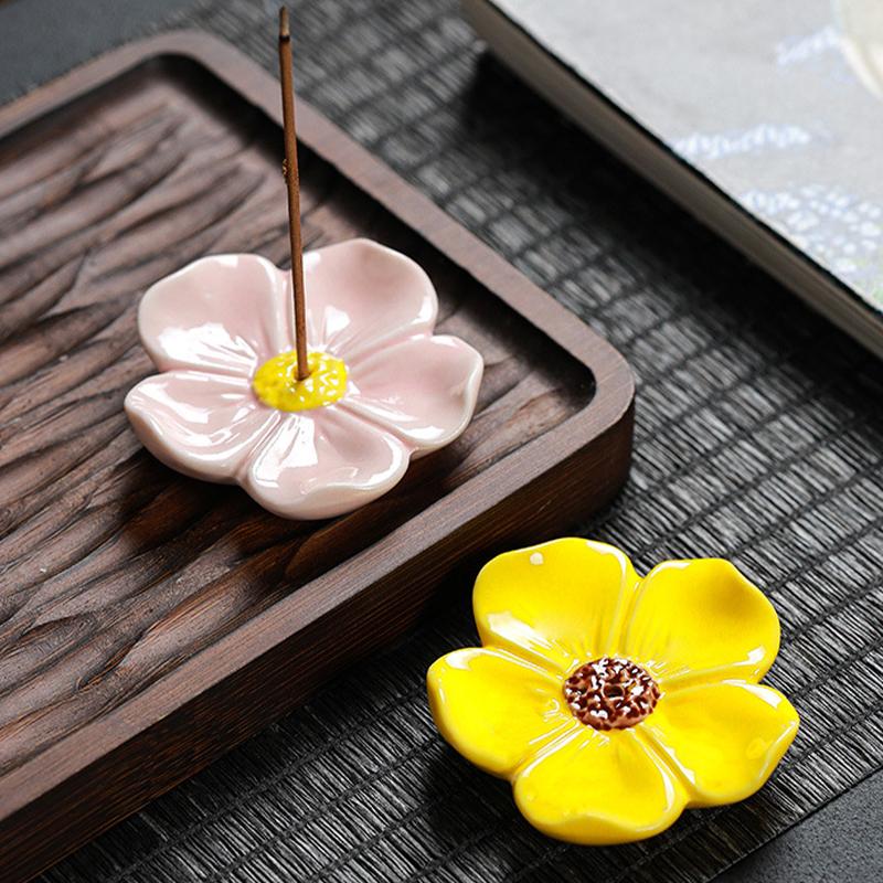 Incense Flat Bottom Censer Holder Ceramic Delicate Creative Portable Flower Incense Stick Holder
