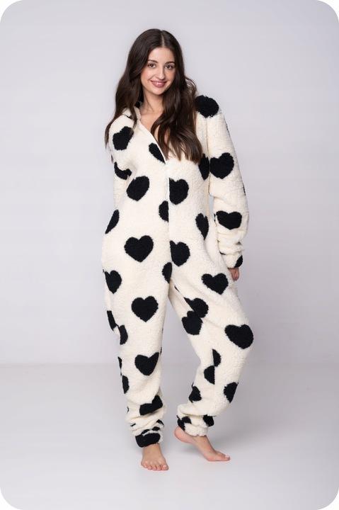PYJAMAS ONESIE Kigurumi Overall Kostüm Kostüm SCHWARZE HERZEN [ONESIE1]