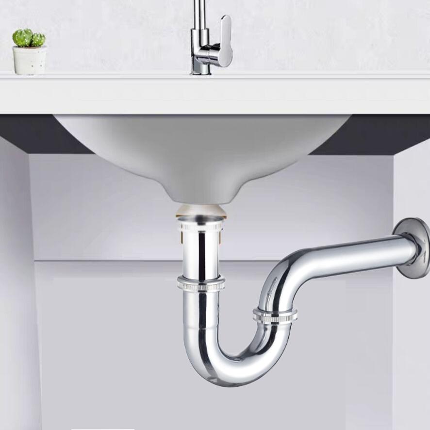 Stainless Steel  P Trap Toilet Siphon P-trap Basin Sink Drain Bathroom Siphon