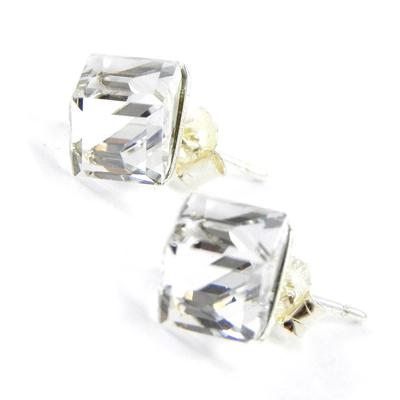 [I1086] - BO Silver 'Crystal Cubes' White 6 Mm