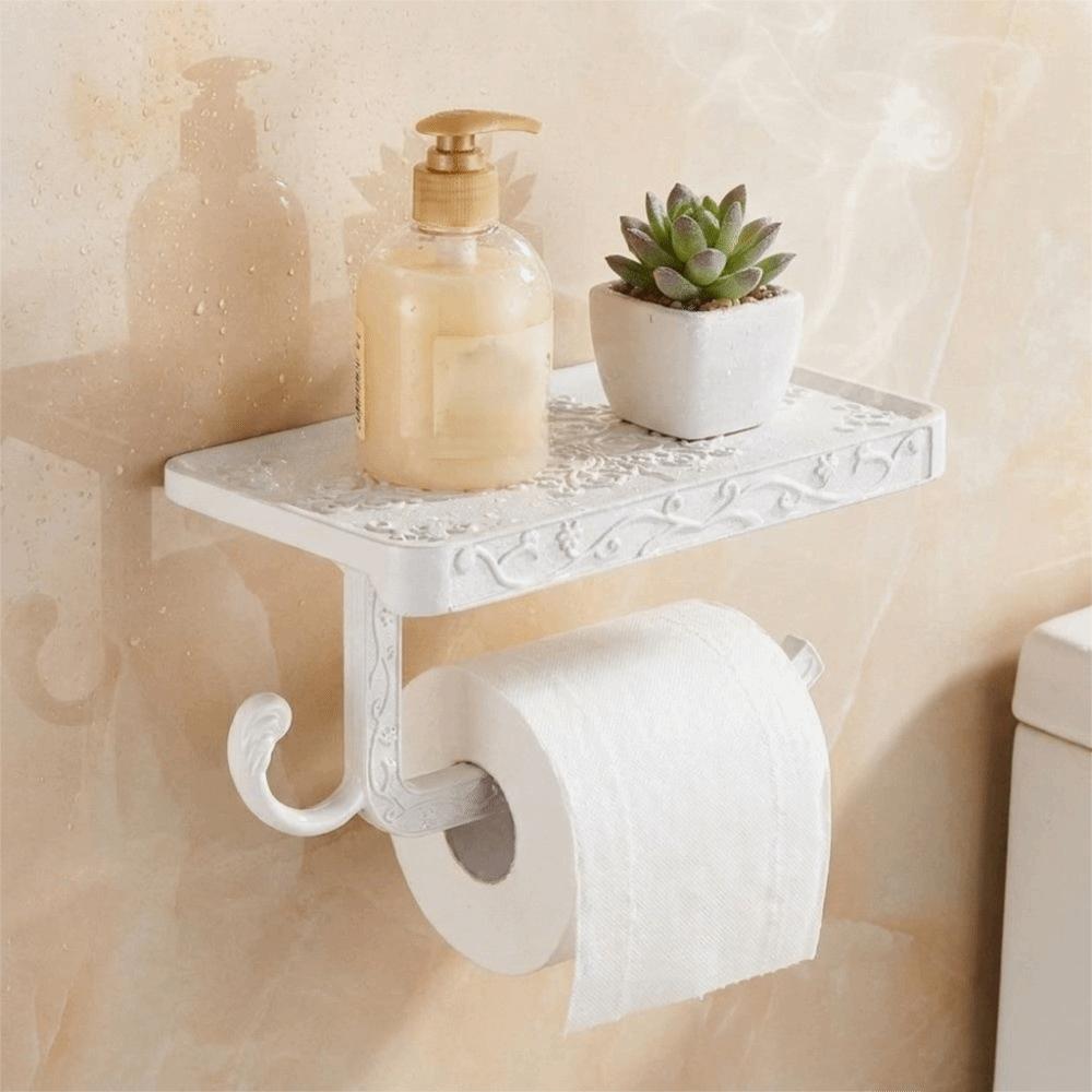 Antique Carved Tissue Roll Rack Vintage Paper Dispenser Bathroom Accessory Storage Rack  Toilet