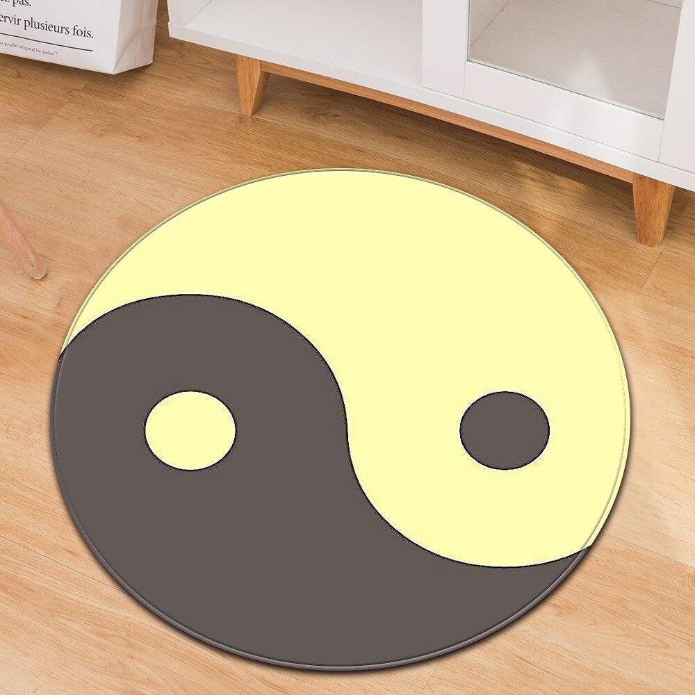 Tai Chi Buddhist Round Carpet Living Room Bedroom Yingyang Prayer Ring Rugs Restaurant Floor Mat Parlor Sofa Black Soft Tapete