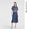 ELLASSAY Spring A-Line Denim Midi Skirt