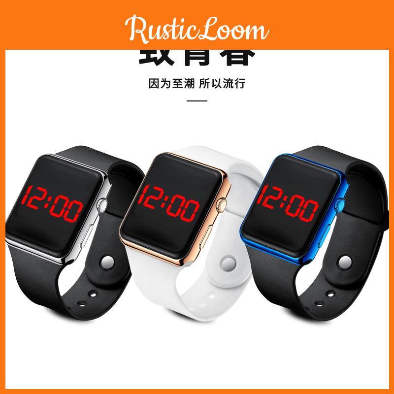 Stylish Unisex Waterproof Led Digital Watch With Night Light Electroplated Sunglasses Pu Strap Square Dial Shell Strap Black