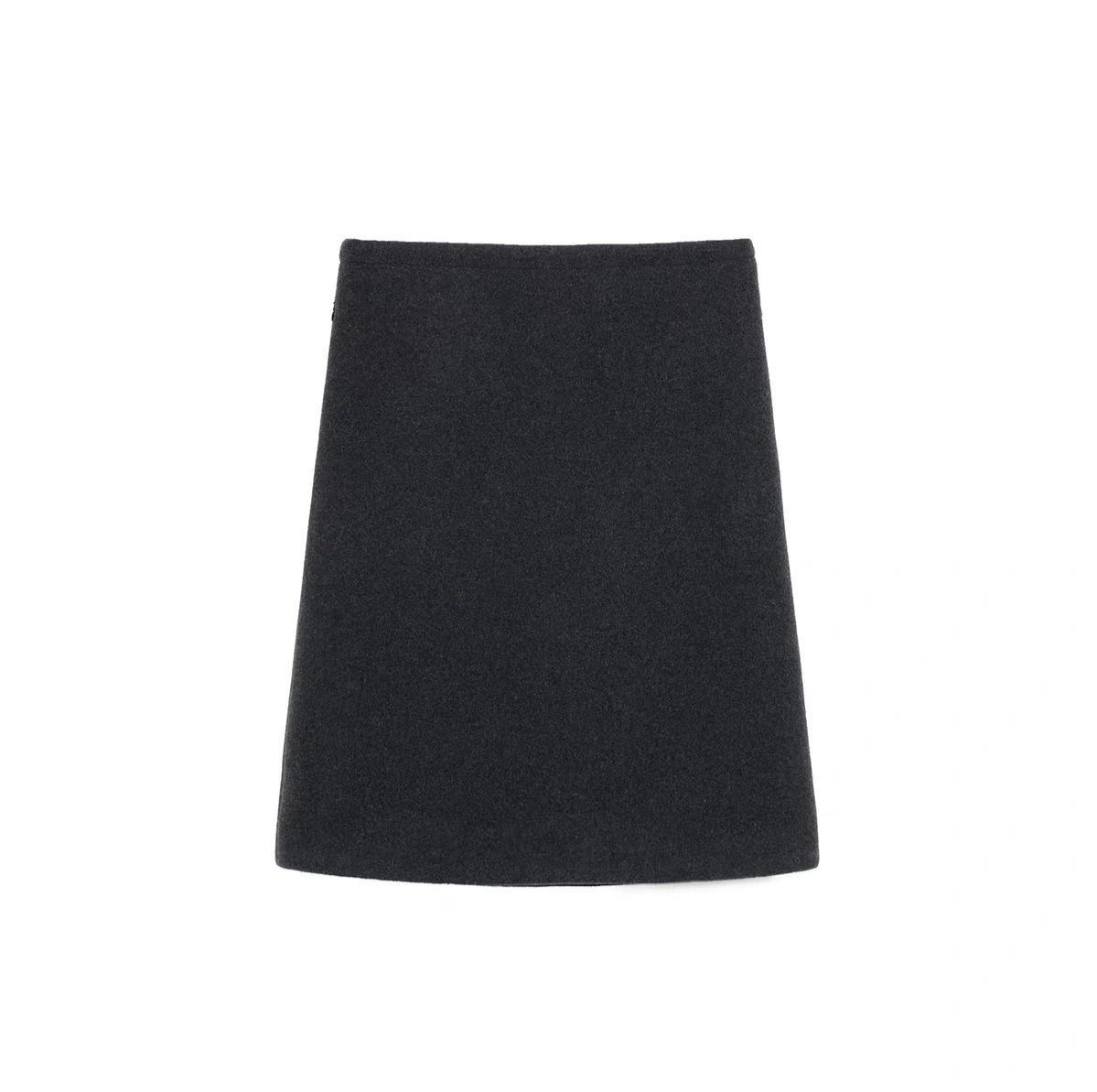 Women s High-Waisted Tweed Skirt - Designer Autumn Winter Hip-Wrap Style Small темно-серого