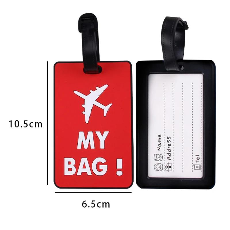 Soft PVC Cute Luggage Tag Letter Printed Travel Tag Men Women Suitcase Name Tag Bag Tags Airplane Labels Travel Accessories