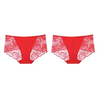 Audrey's Seamless Lace Mid-Waist Cotton Boxer Briefs