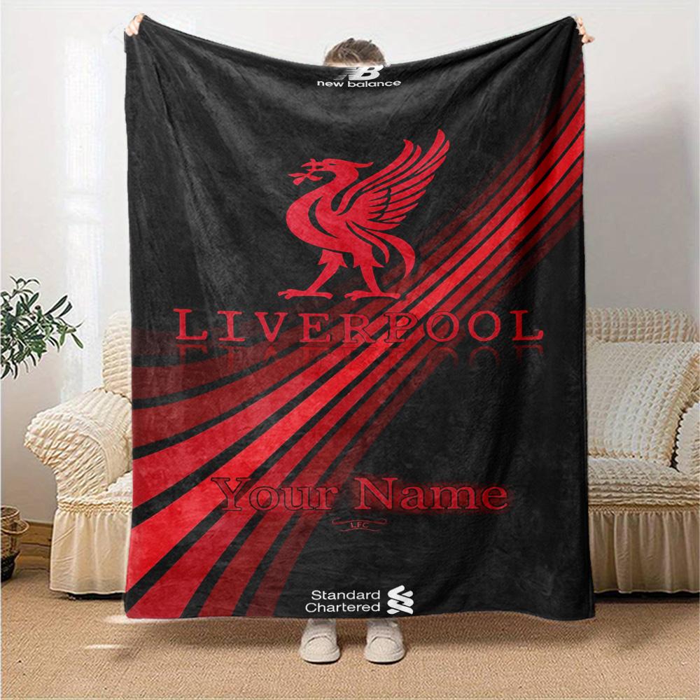 Liverpool Personalized Name Blanket Gift Personalized Blanket Durable Comfort Throw For Picnics Livingroom Living Room Sofa All-Season Use