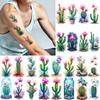 9pcs Temporary Tattoo Cactus Watercolor Watercolor Flower Temporary Tattoo Stickers For Chest Cheeks