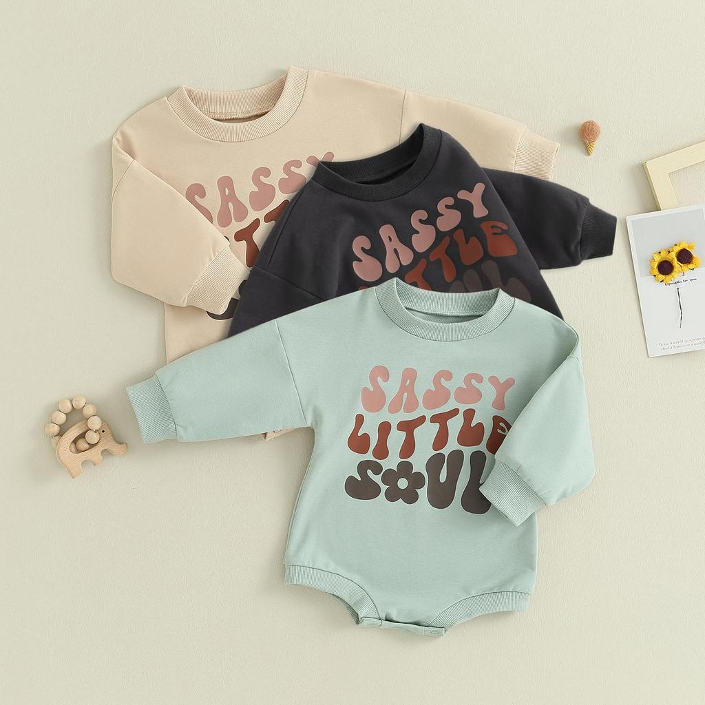 Baby Girl Fall Romper 3M 6M 12M 18M Long Sleeve Round Neck Floral Letter Print Contrast Color Bodysuit Newborn Clothes