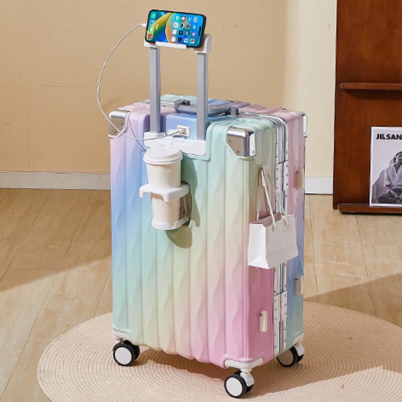 Rainbow Gradient Aluminum Frame Suitcase