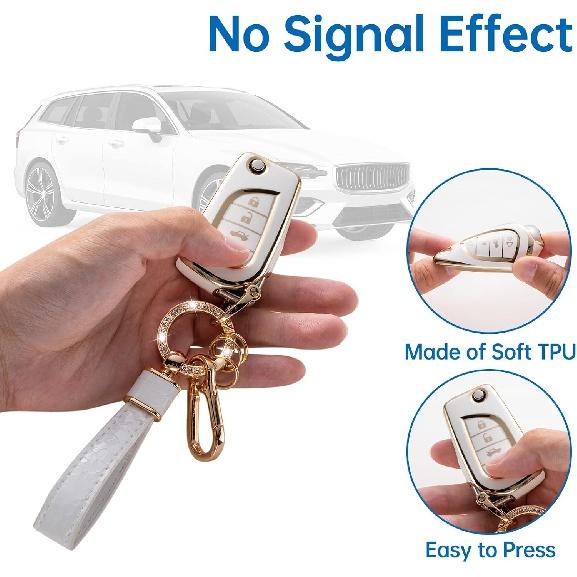 Toyota-Schlüsselanhänger-Hülle mit Toyota-Schlüsselanhänger, Auto-Schlüsselanhänger-Hülle, kompatibel mit Toyota Fortuner Tundra Camry RAV4 Highlander