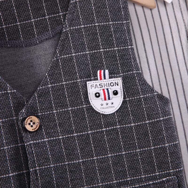 2025 Jaro Podzim Batole Dítě Děti Chlapci Gentleman Oblečení Sady Párty Svatba Oblečení Oblek Tričko+Vesta+Kalhoty 3dílná Sada 0-4R