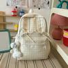 Schoolbag Fresh Light Blue Plaid Bow Girl Heart Backpack Primary School Students Literature Class Shopping Travel Versatile Schoolbag