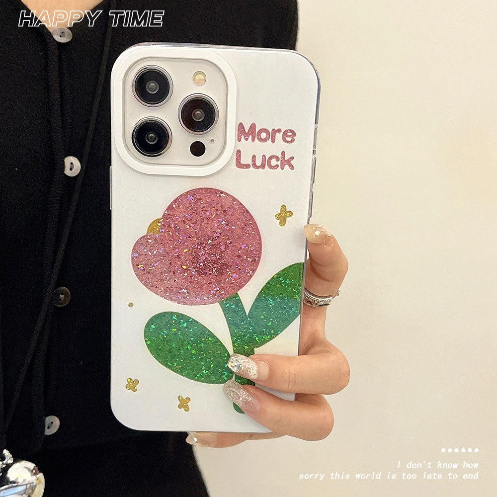 Glitter Tulips Suitable for Apple 16pro Mobile Phone Case IPhone 15 Protective Case 14 Niche High End Sense 13pro