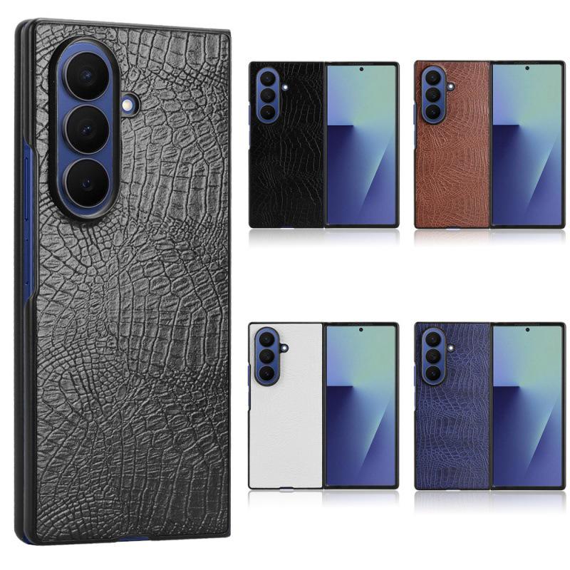 Samsung Galaxy Z Fold 7 Half-Edge Crocodile Leather Case