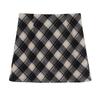Women's 2025 Retro High-Waist Wool Blend Plaid Mini Skirt - Petite Bodycon A-Line for Autumn/Winter