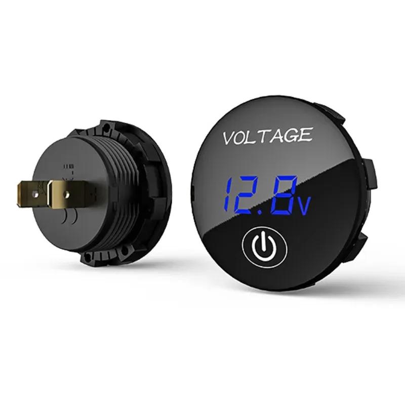 DC 5V-48V LED Panel Digital Voltage Voltmeter Meter Battery Capacity Display Volt with Touch ON/OFF Switch for Car Boat Marine